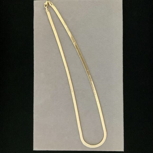 NEW 18in 14k/ Sterling Silver 4mm Solid HERRINGBONE Necklace 9.5g - Picture 5 of 7